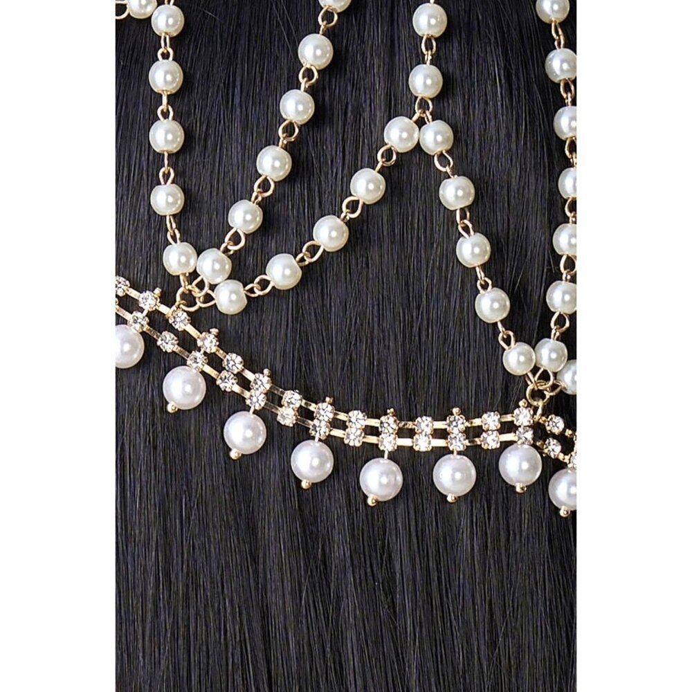 1920s Crystal Headpiece Rhinestone Gold Tone Flapper Gatsby Party Accessory - Picture 4 of 6